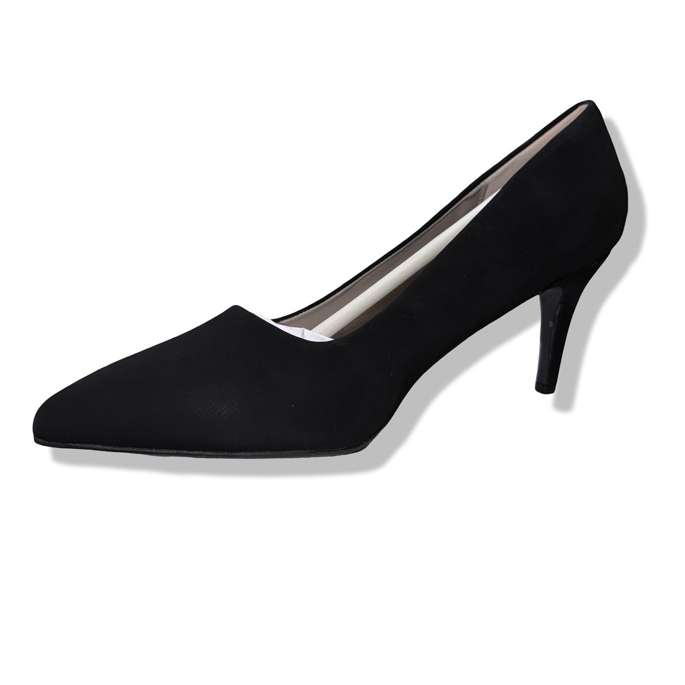 NIB Dream Pairs Women Black Nubuck Pointed Toe Stiletto Heel Pumps Shoes Sz 9 - Picture 10 of 14